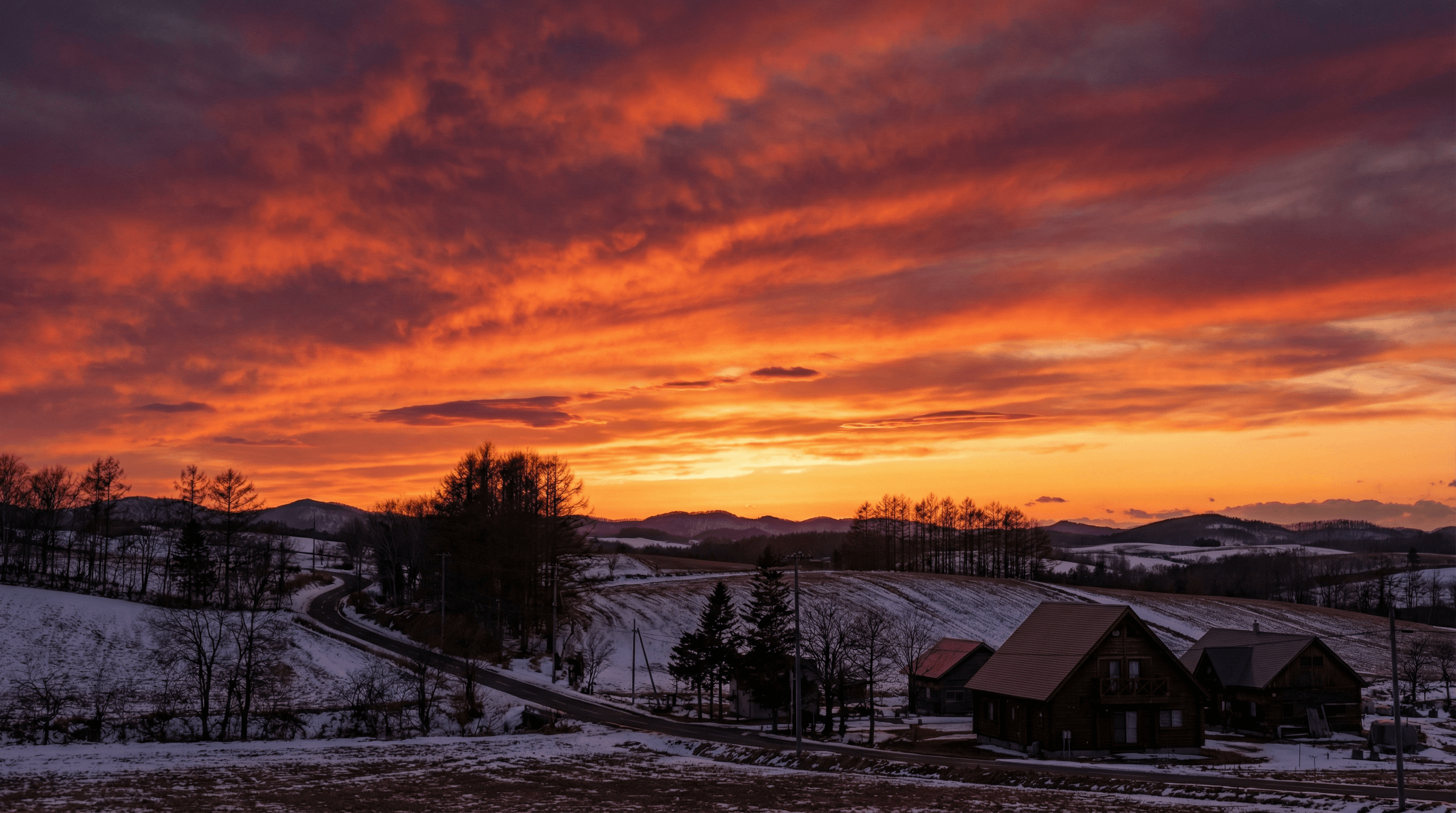 燃えるような夕日